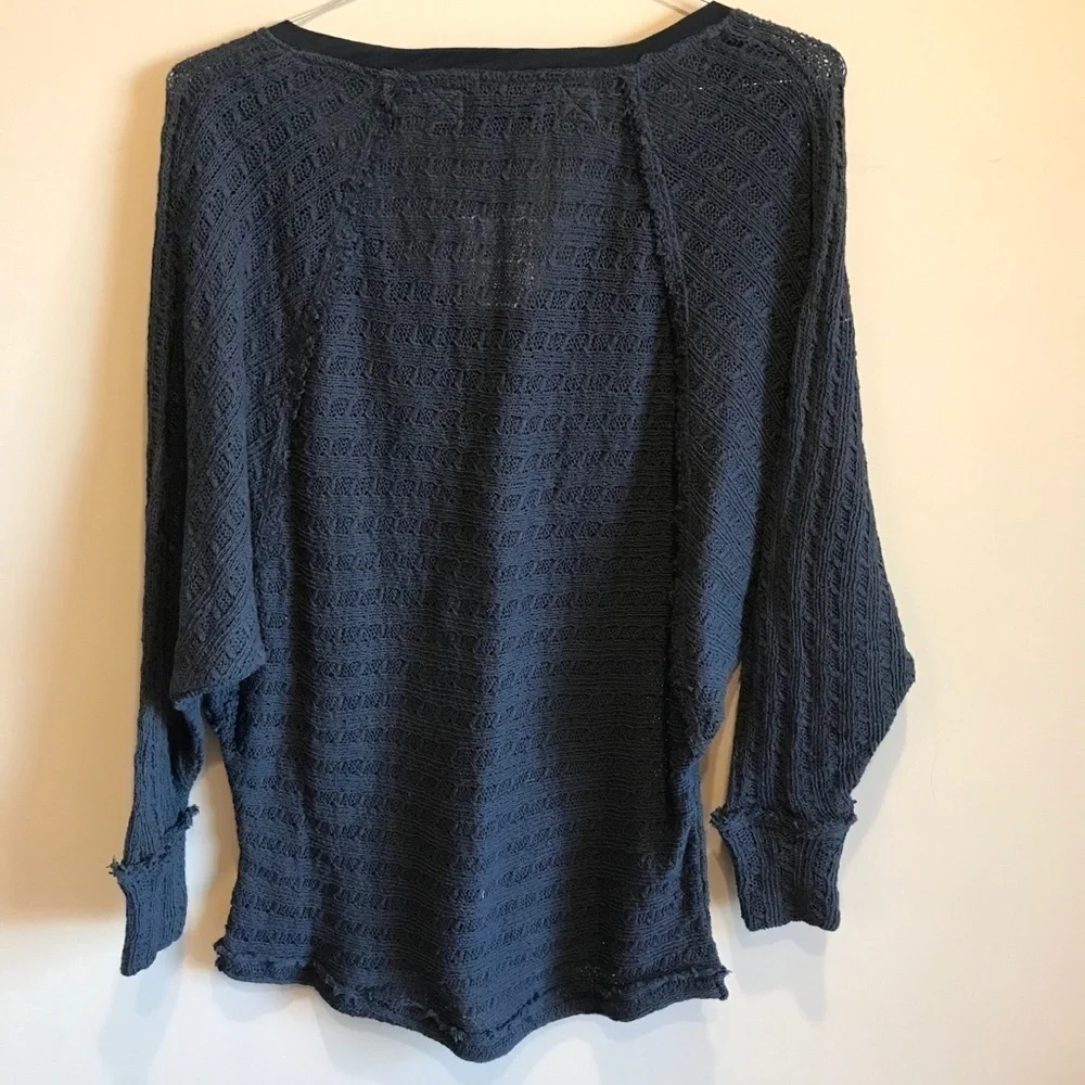 We The Free Hacci Washed  Black Open Knit Small